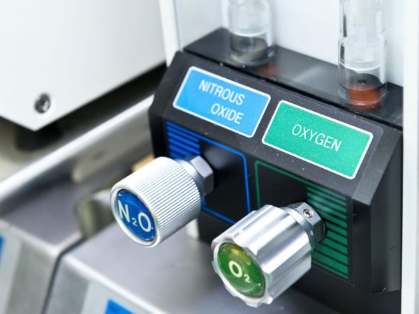 Nitrous oxide and oxygen delivery system at our dental clinic