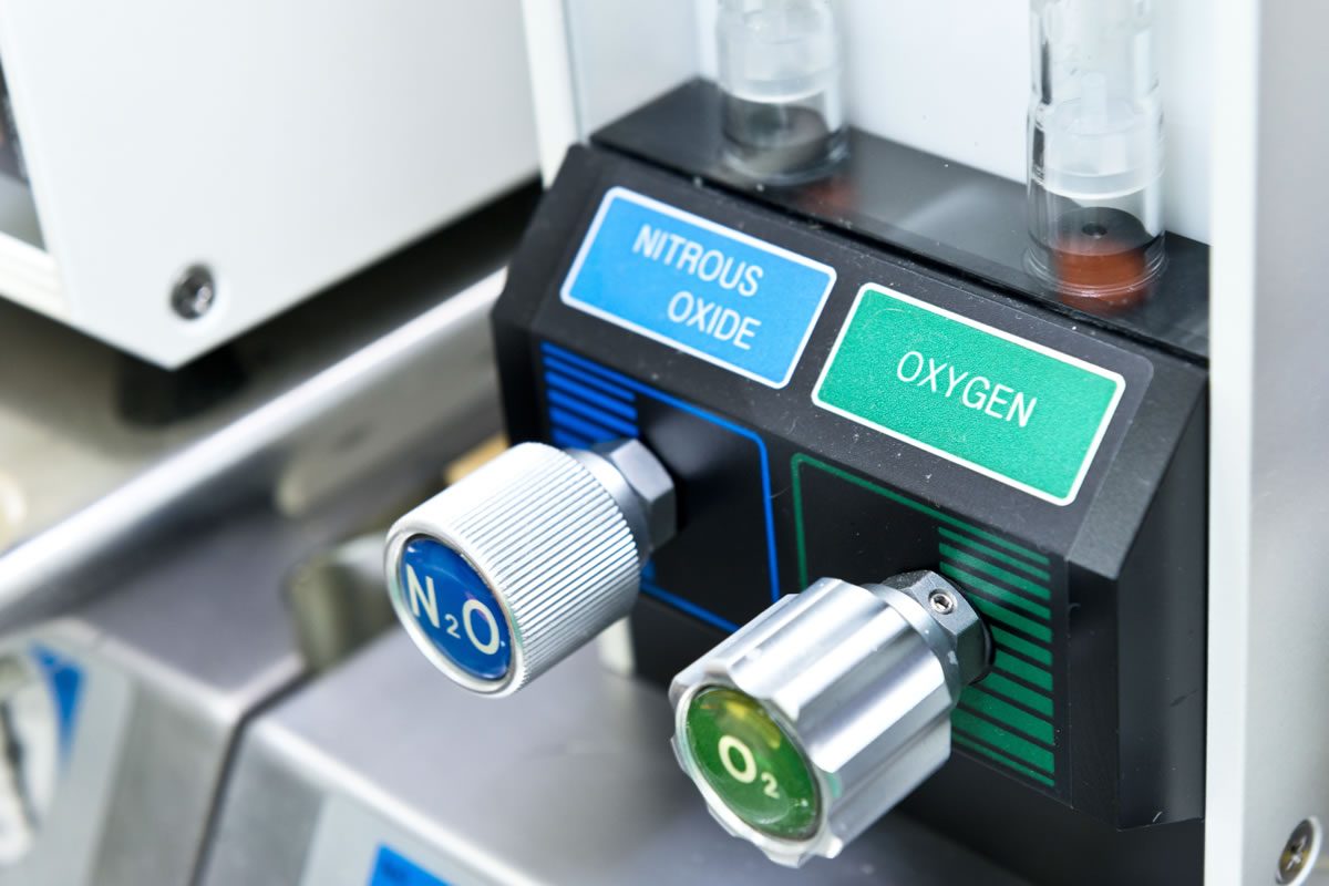 Nitrous oxide and oxygen delivery system at our dental clinic